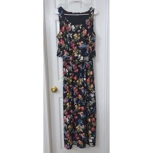 Robert Louis Black Sleeveless Maxi Floral Dress Size XL Tall